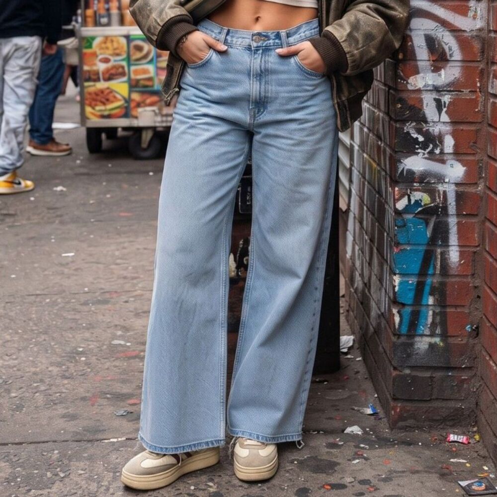 Abercrombie & Fitch 32 Short The 90s Relaxed Jean High Rise Light Wash Denim
